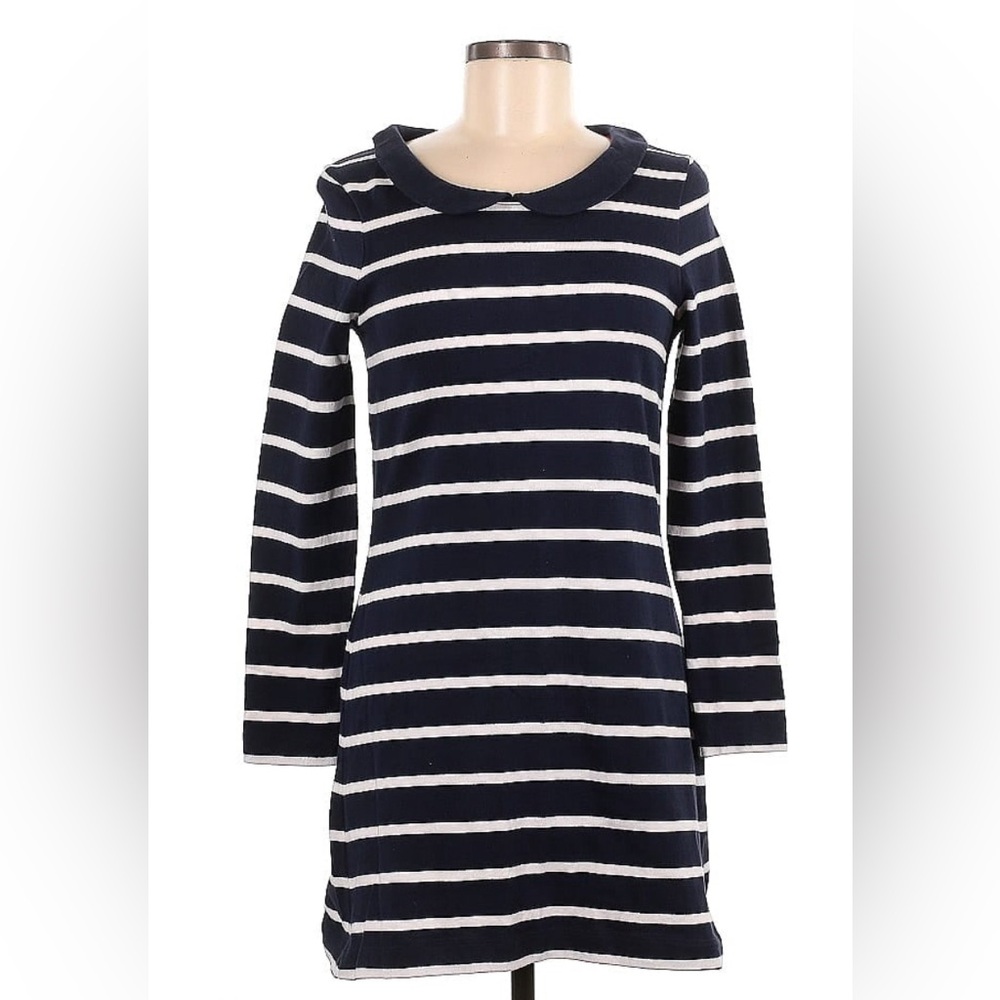 Boden Navy and White Striped Peter Pan Collar Dress